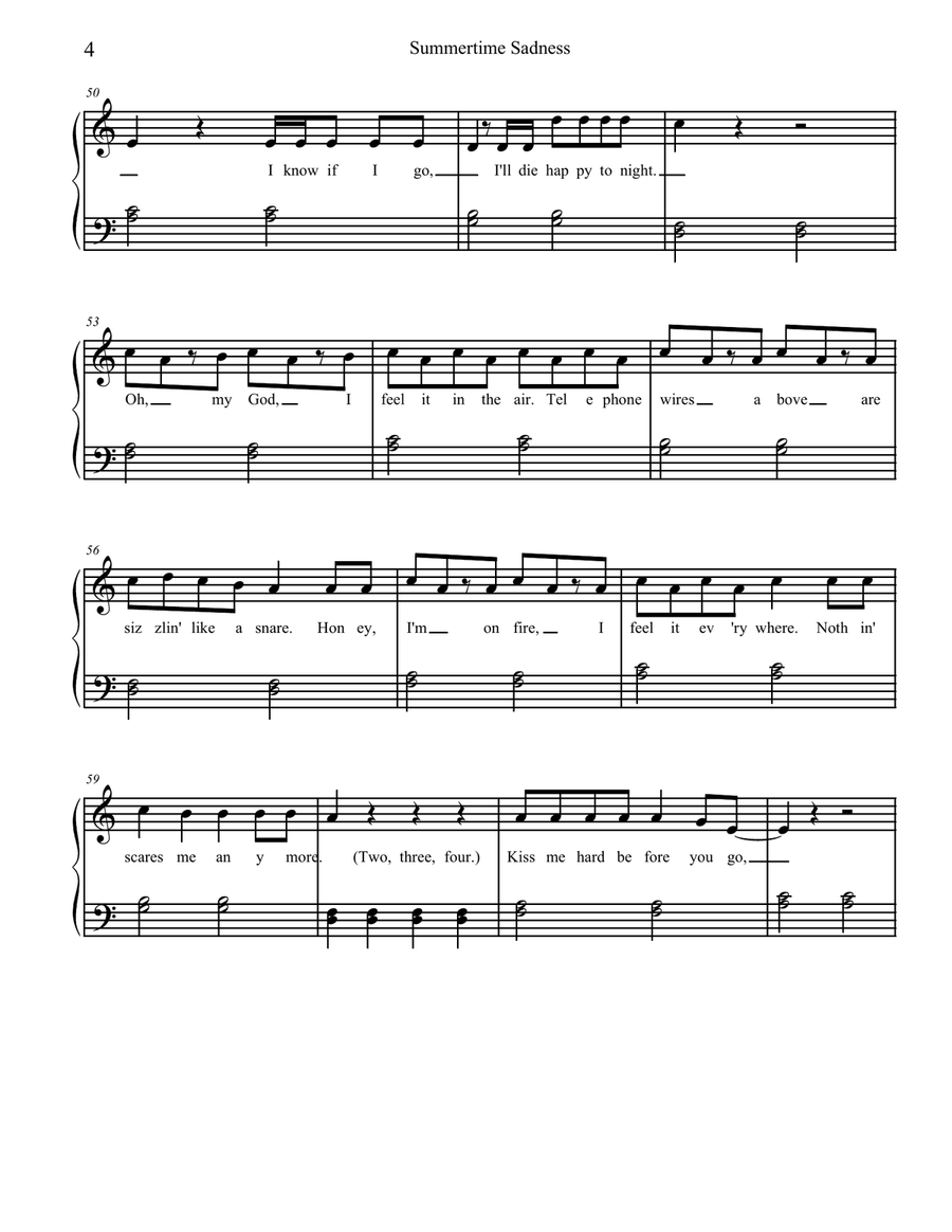 Summertime Sadness Small Ensemble scores gallery preview page 4