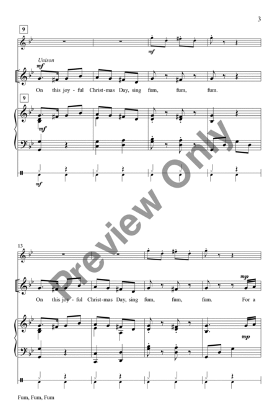 Fum, Fum, Fum Unison/opt. 2-Part Unison Choir scores gallery preview page 3