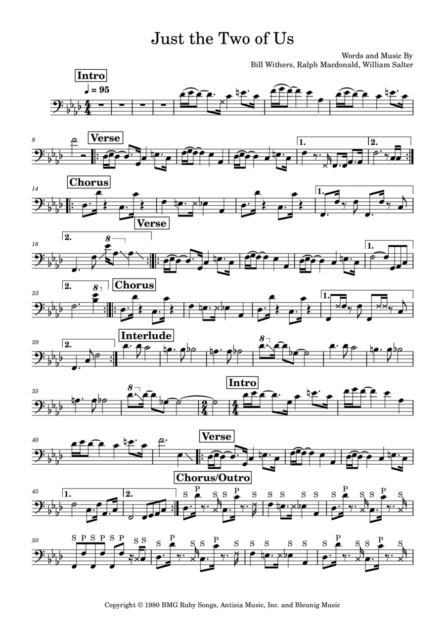 Just The Two Of Us Bass Guitar scores gallery preview page 1