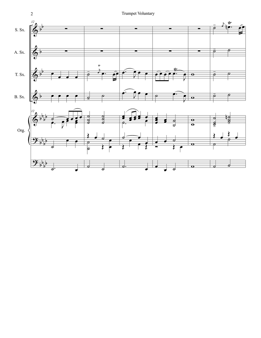 Trumpet Voluntary (for Saxophone Quartet - Organ Accompaniment) Woodwind Ensemble scores gallery preview page 3