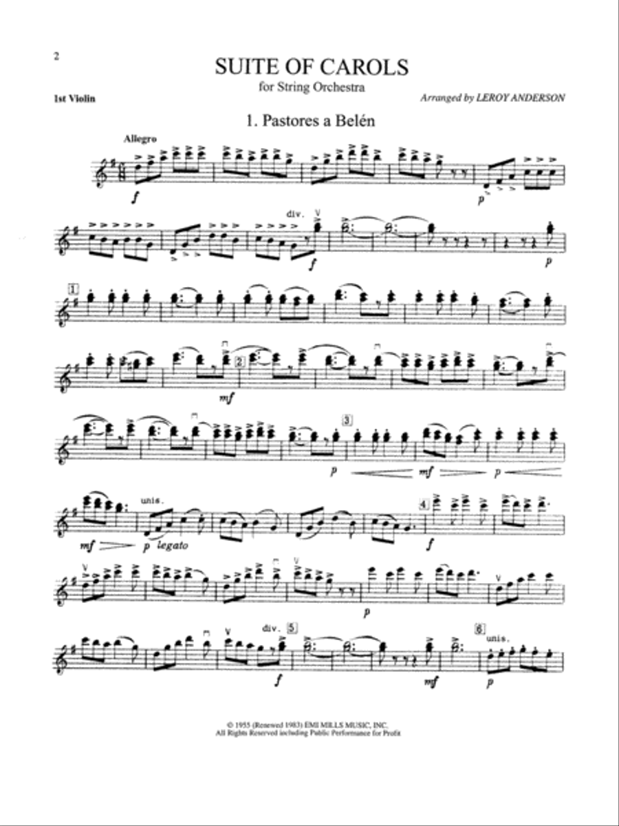 Suite of Carols: 1st Violin String Orchestra scores gallery preview page 2
