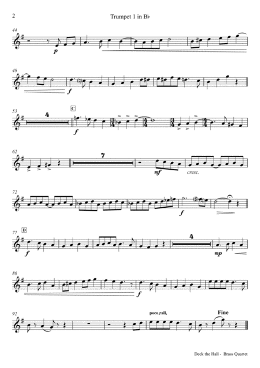 Deck the halls - Christmas Carol - Polyphonic - Brass Quartet Brass Quartet scores gallery preview page 5