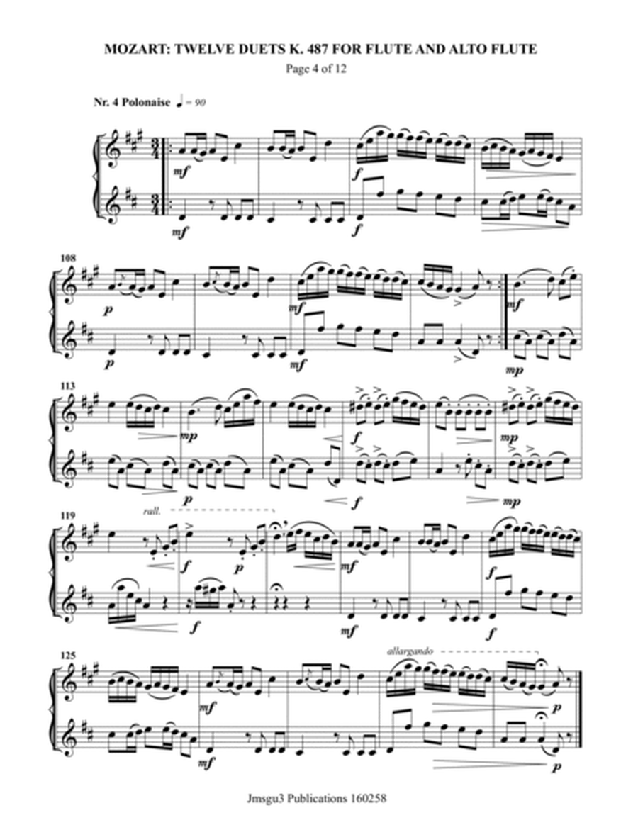 Mozart: Twelve Duets K. 487 for Flute & Alto Flute image number null