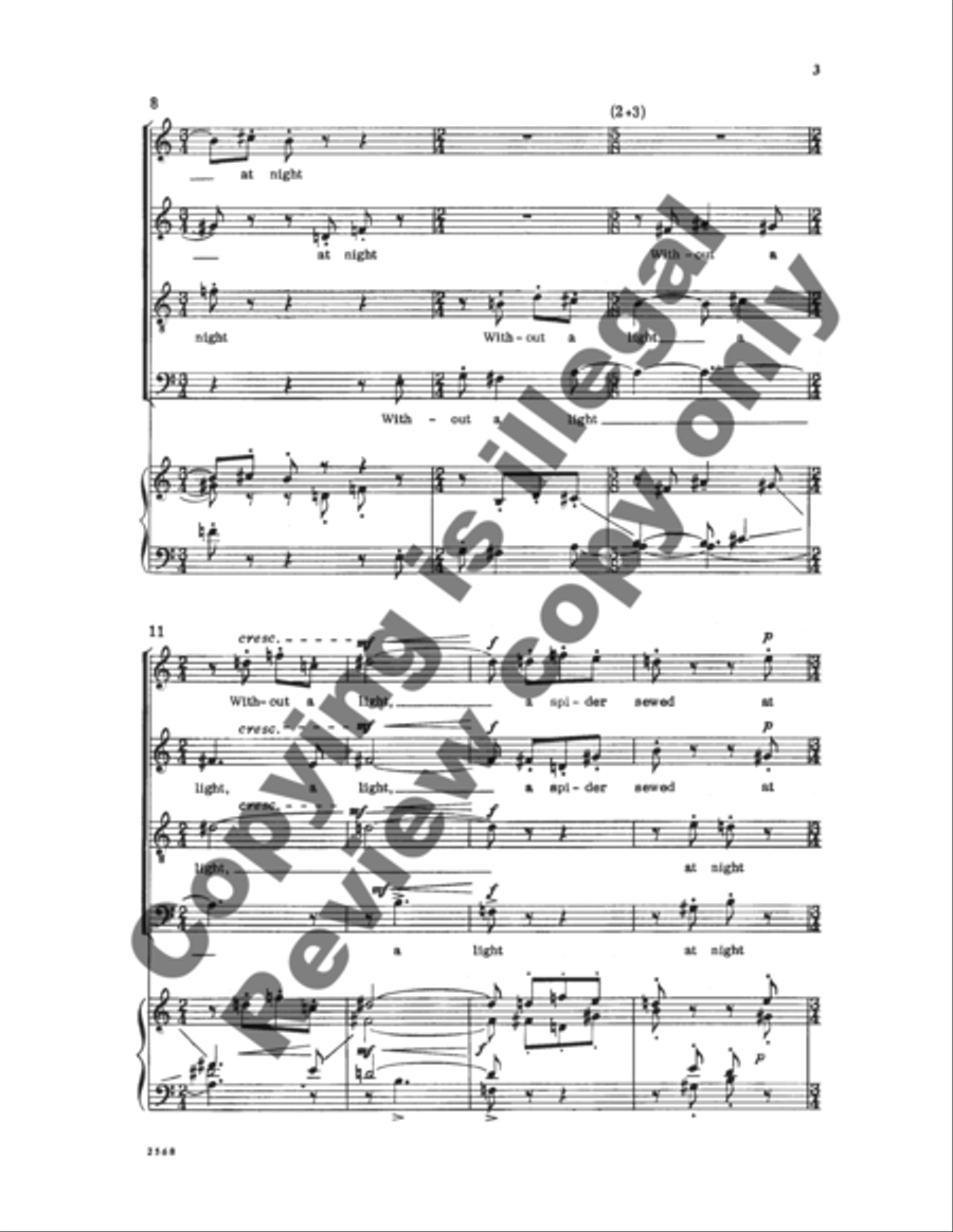 Dickinson Settings: A Spider Sewed at Night 4-Part scores gallery preview page 8