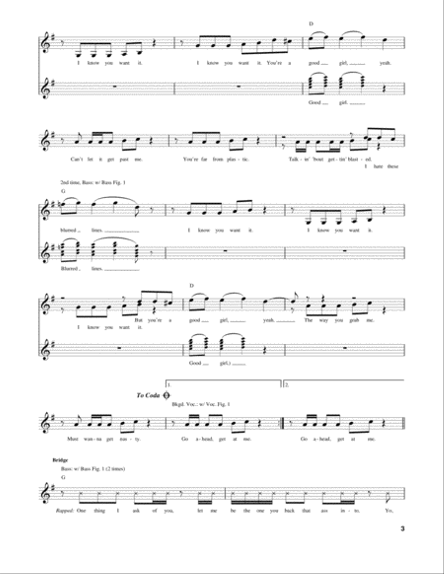 Blurred Lines Blurred Lines Guitar Tablature scores gallery preview page 3