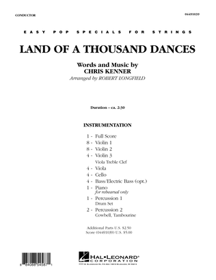 Book cover for Land Of A Thousand Dances - Full Score