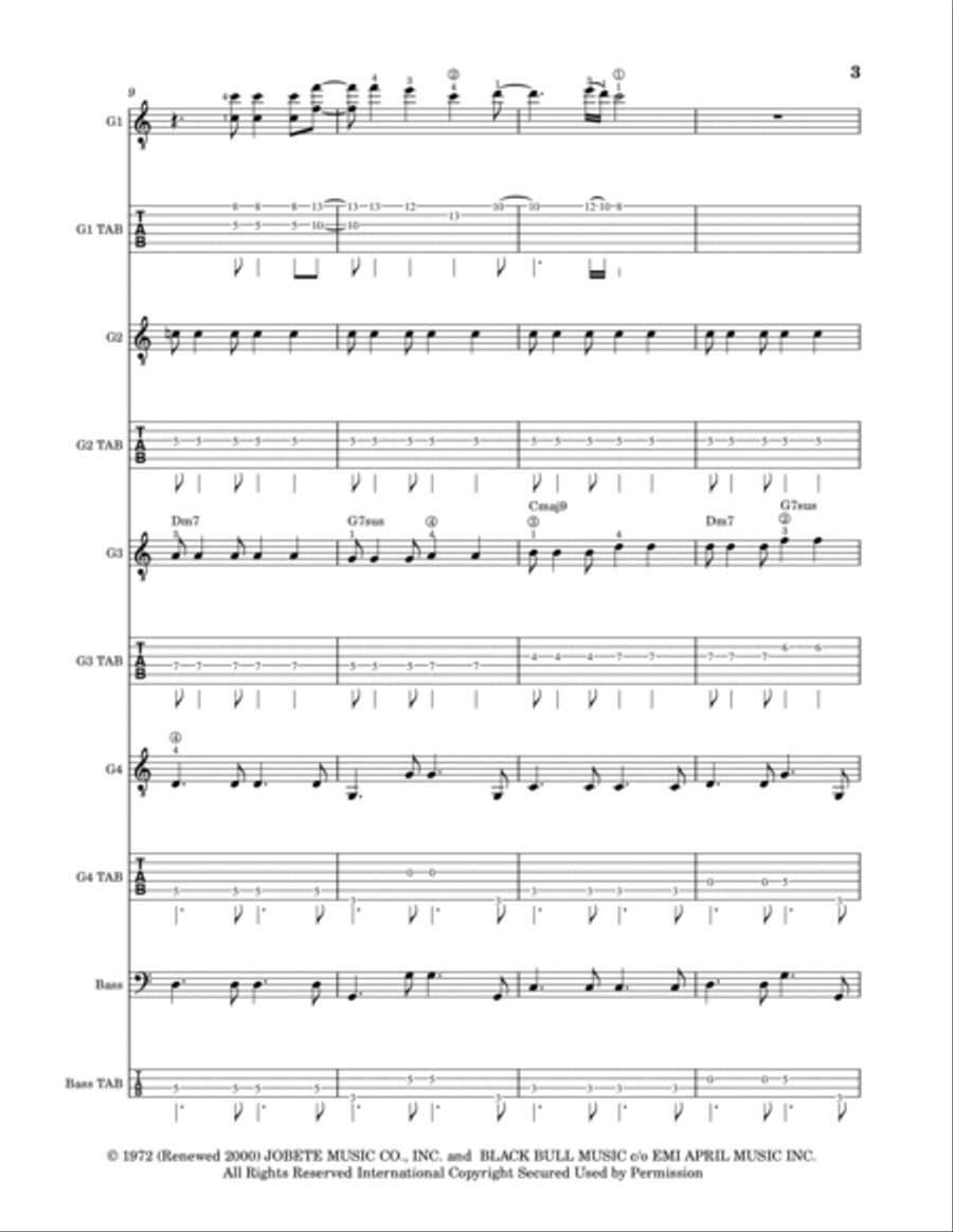 You Are The Sunshine Of My Life Guitar Ensemble scores gallery preview page 4