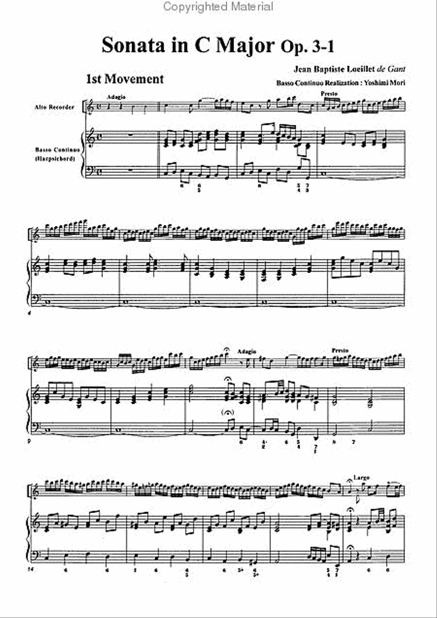 Sonata in C Major, Op. 3-1 Alto Recorder scores gallery preview page 3