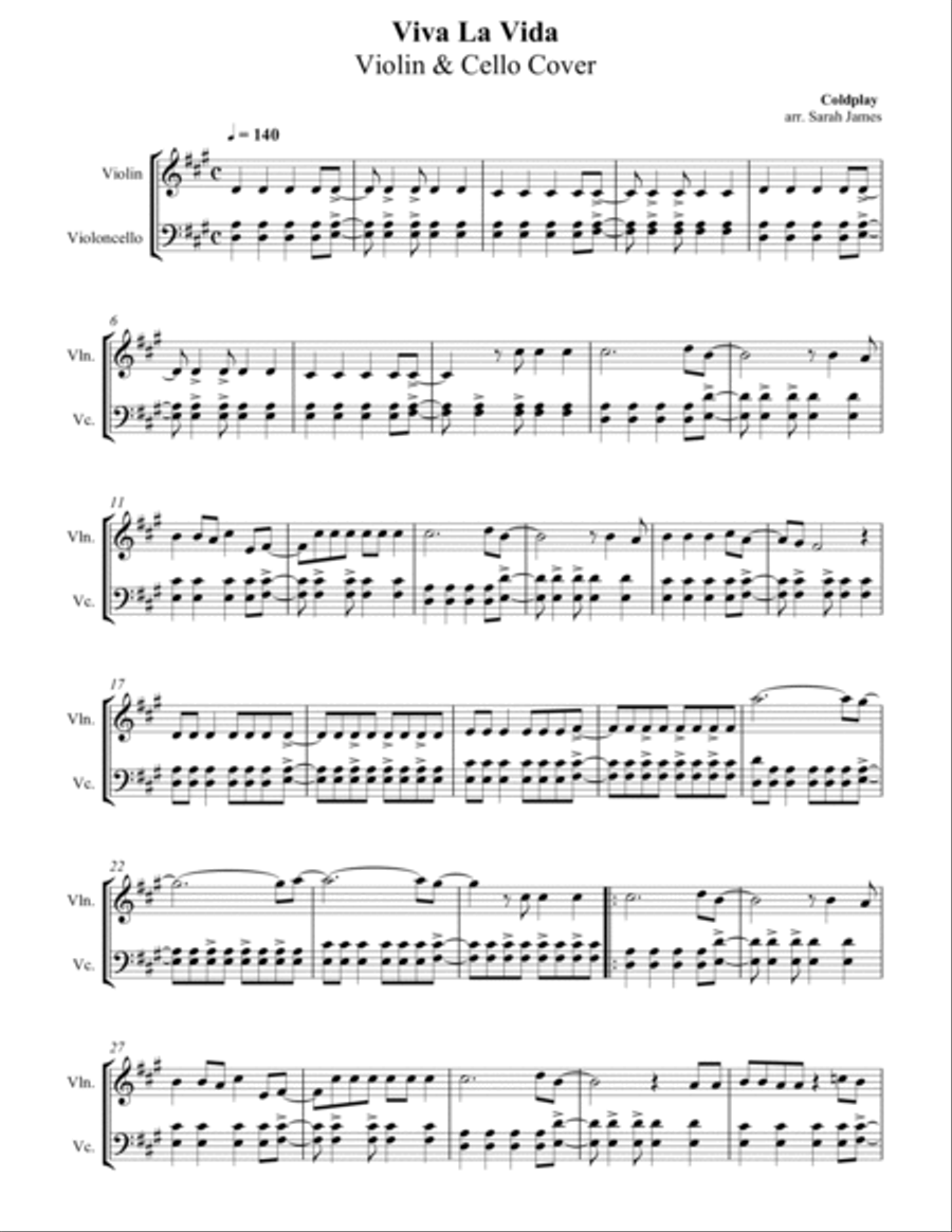 Viva La Vida Score and Parts scores gallery preview page 2
