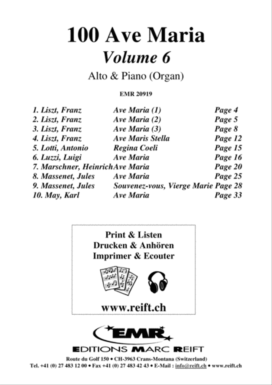 100 Ave Maria Volume 6 Alto Voice scores gallery preview page 2