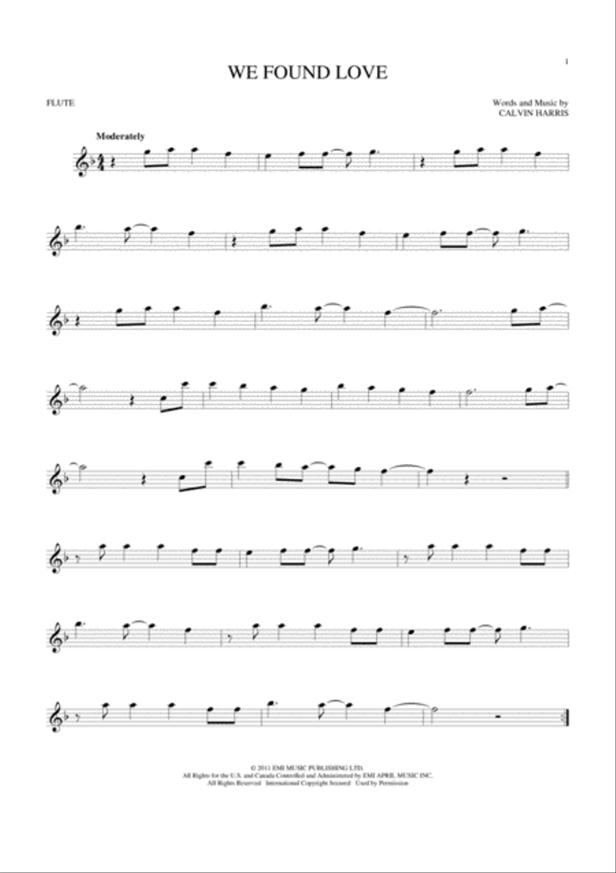 We Found Love We Found Love Flute Solo scores gallery preview page 1