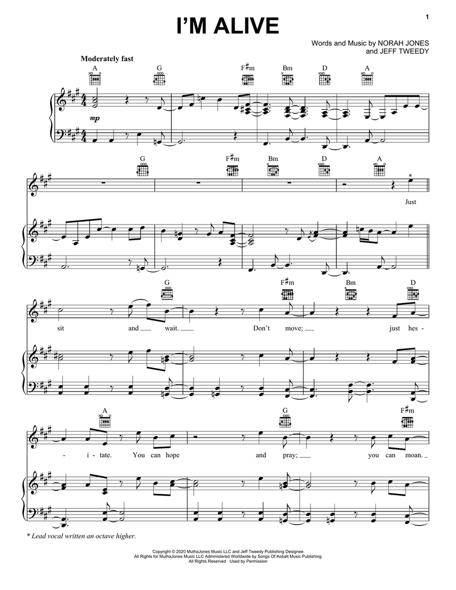 I'm Alive I'm Alive Piano, Vocal, Guitar scores gallery preview page 1