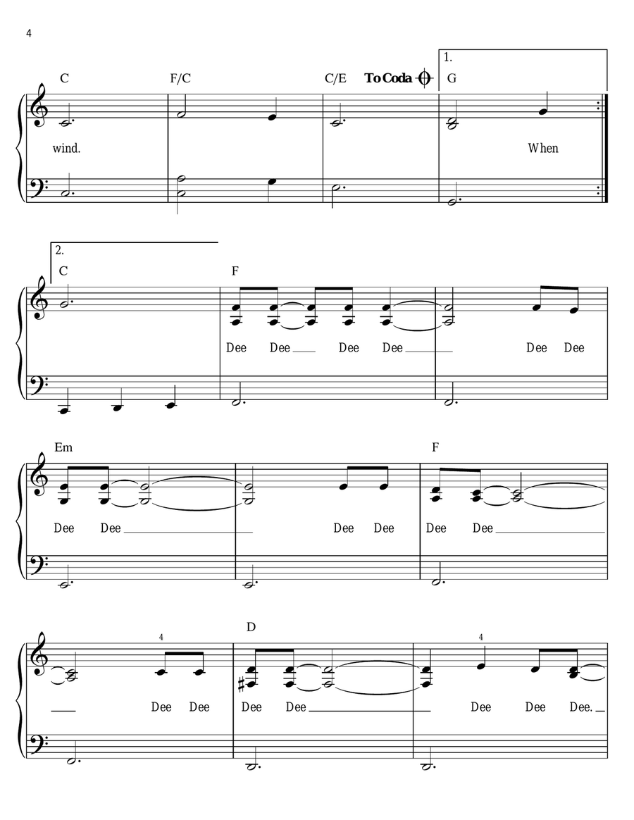 Catch The Wind Easy Piano scores gallery preview page 4