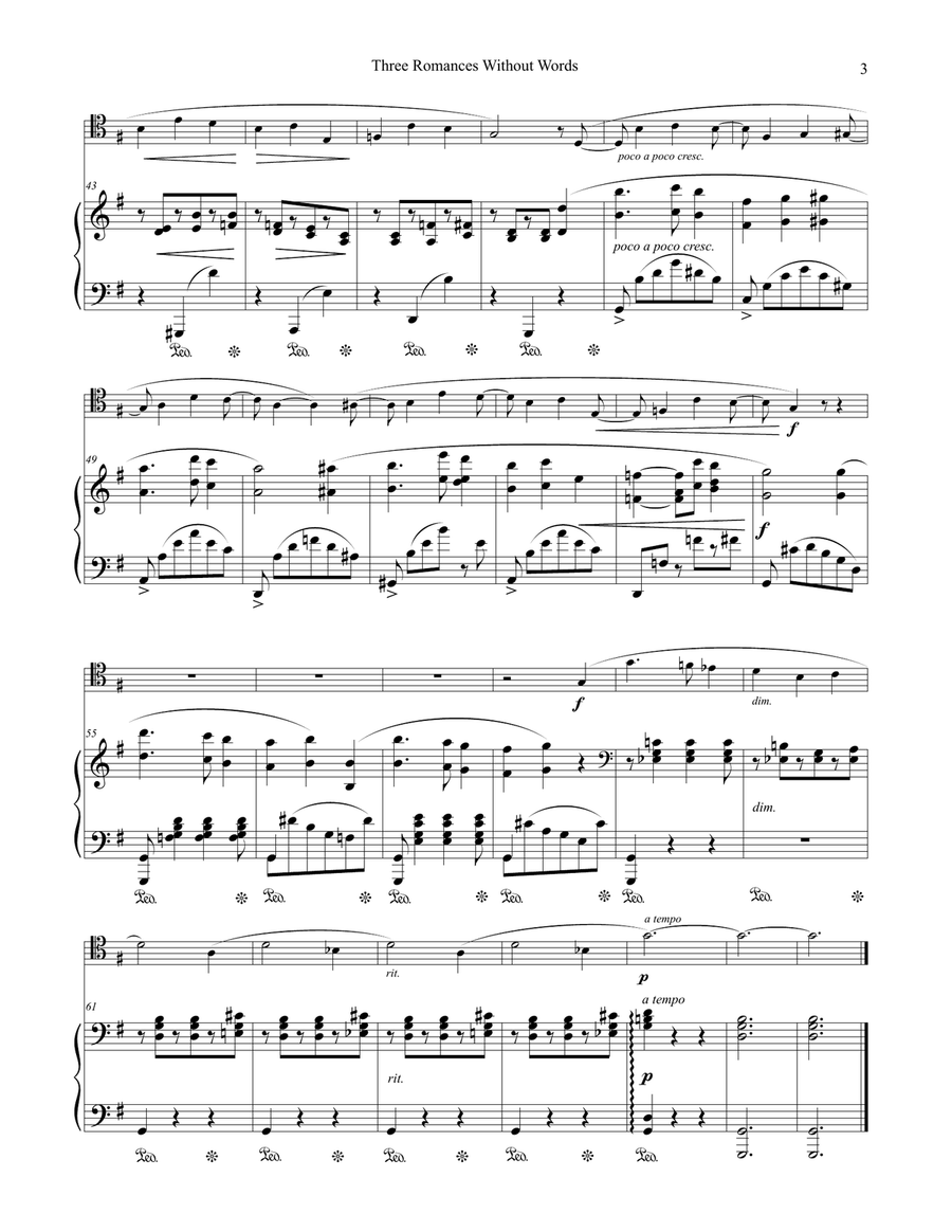 Three Romances Without Words Opus 17 for Trombone and Piano Piano scores gallery preview page 6