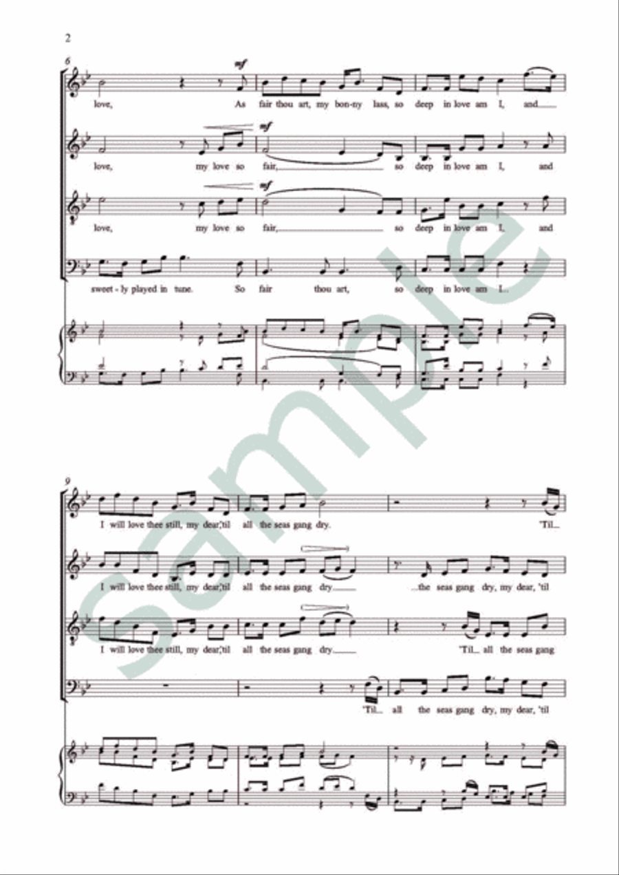 My love is like a red, red rose for SATB Choir 4-Part scores gallery preview page 3