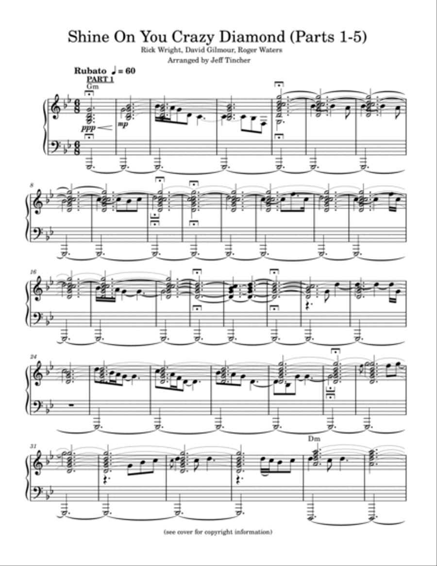 Shine On You Crazy Diamond (Parts 1-5) Piano, Vocal, Guitar scores gallery preview page 2