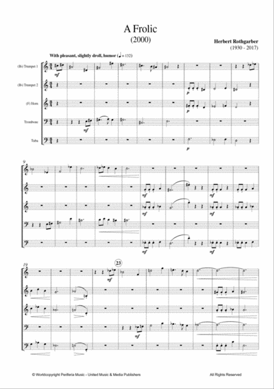 A Frolic for Brass Quintet Brass Quintet scores gallery preview page 2