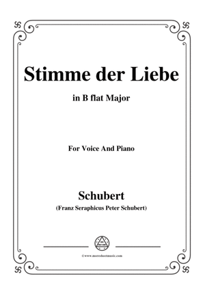 Book cover for Schubert-Stimme der Liebe,in B flat Major,for Voice&Piano