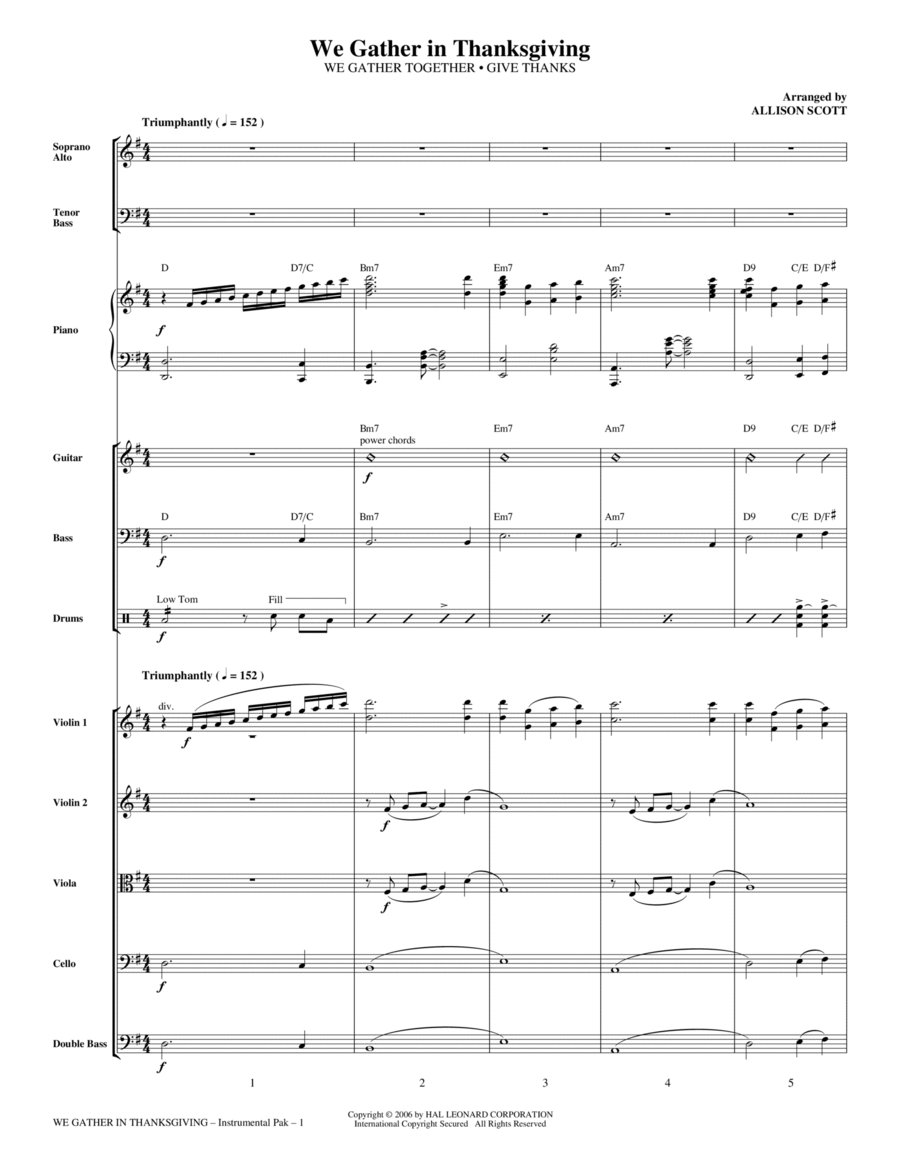 We Gather in Thanksgiving - Full Score Choir scores gallery preview page 1