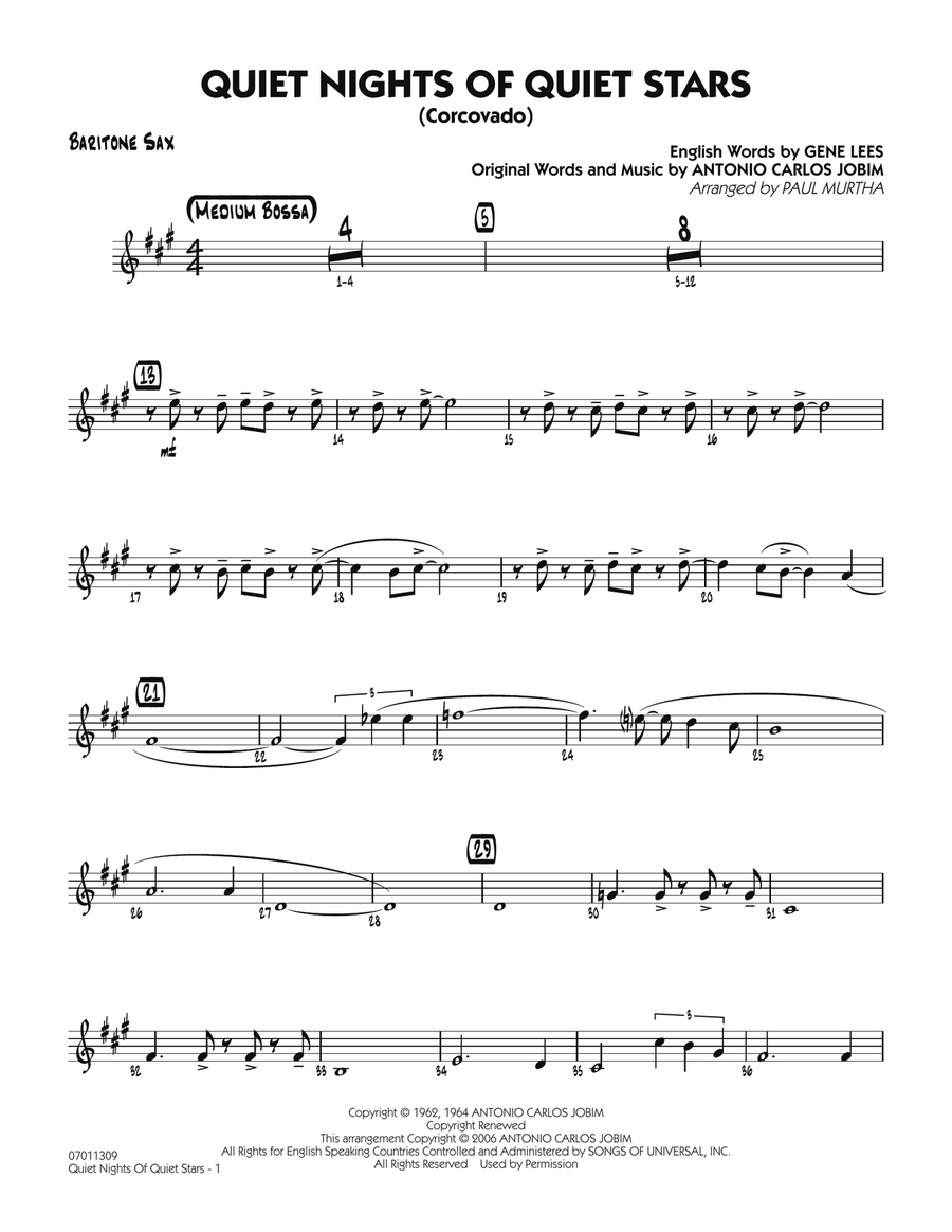 Quiet Nights Of Quiet Stars (Corcovado) - Baritone Sax Jazz Ensemble scores gallery preview page 1