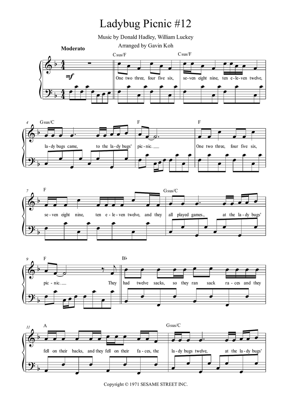 Ladybug Picnic #12 Piano Solo scores gallery preview page 1