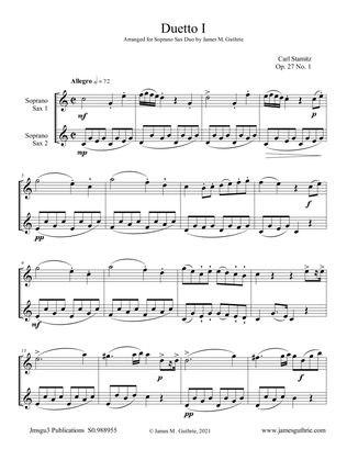 Stamitz: Six Duets Op. 27 Complete for Soprano Sax Duo