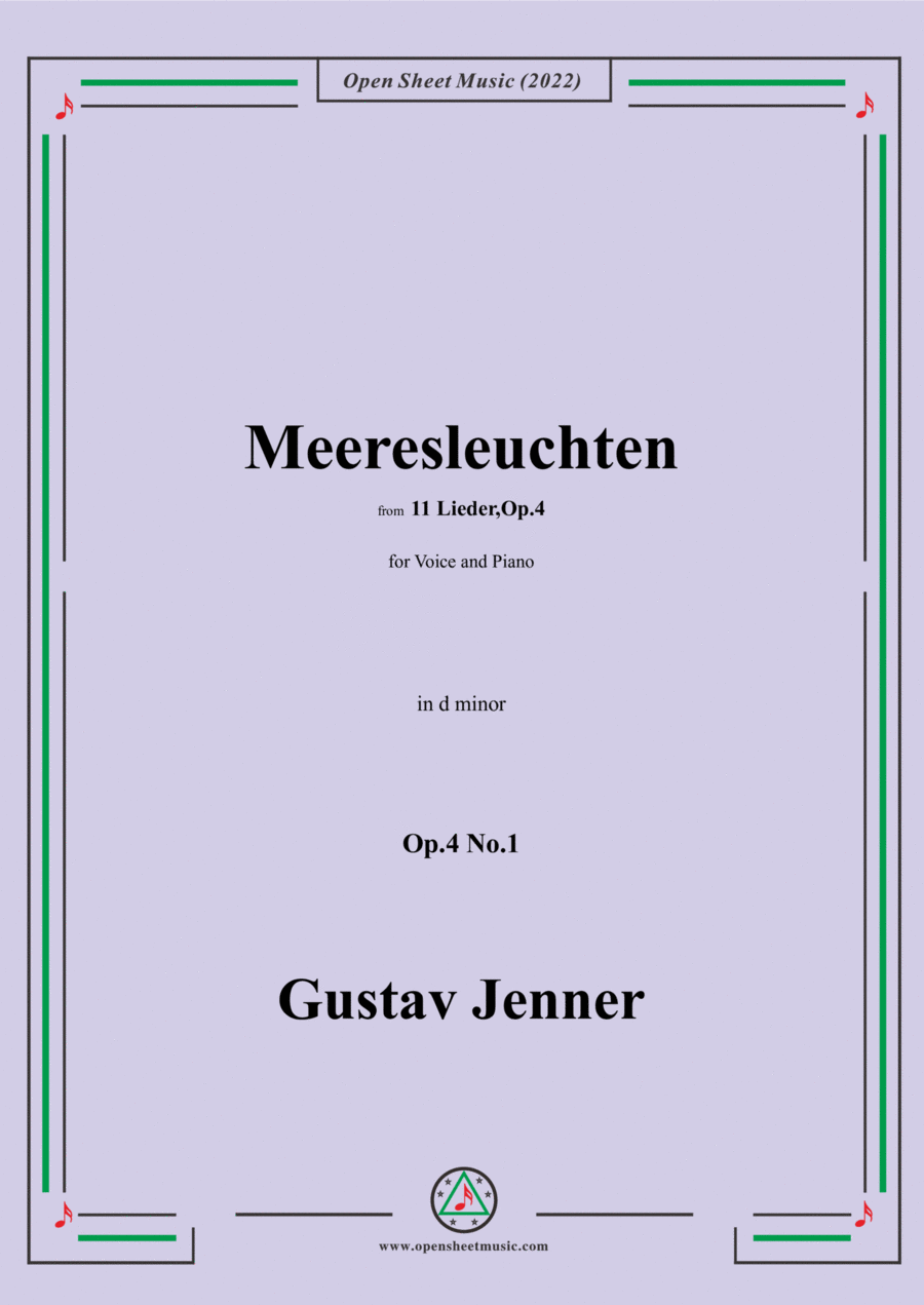 Jenner-Meeresleuchten,in d minor,Op.4 No.1 Voice scores gallery preview page 1