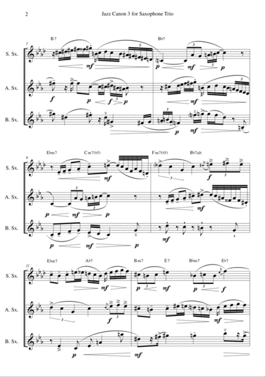 Jazz Canon 3 for Saxophone Trio Woodwind Trio scores gallery preview page 2