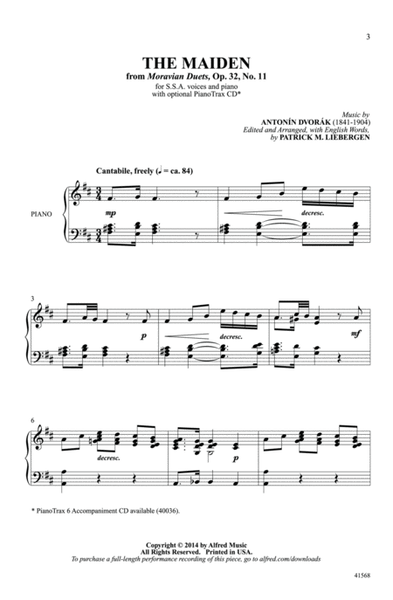 The Maiden (from Moravian Duets, Op. 32, No. 11)