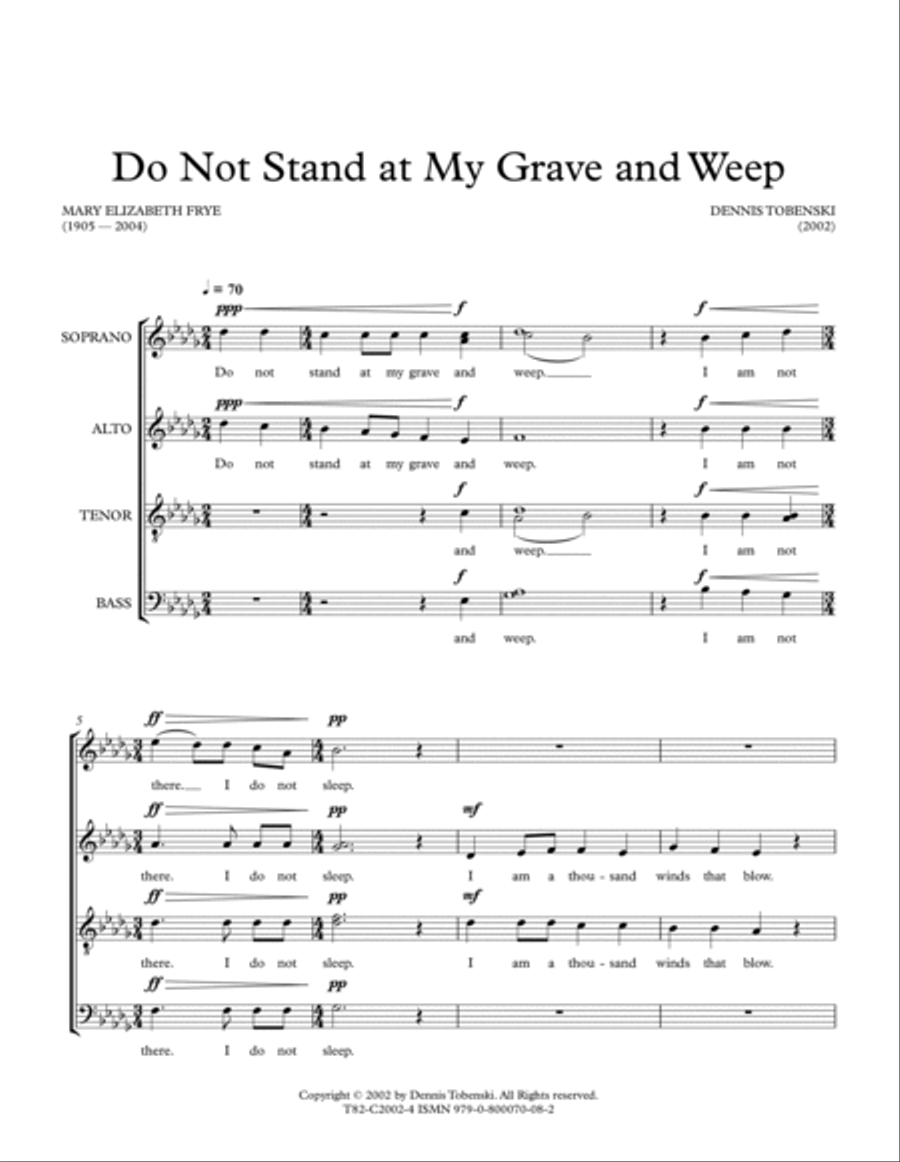 Do Not Stand at My Grave and Weep 4-Part scores gallery preview page 3