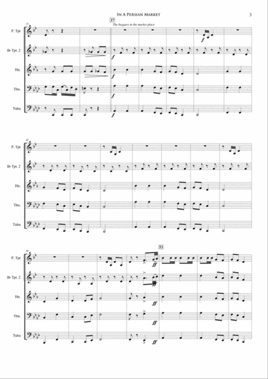 In A Persian Market (Brass Quintet) Brass Quintet scores gallery preview page 3