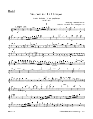 Book cover for Symphony No. 31 D major KV 297 (300a) 'Paris Symphony'