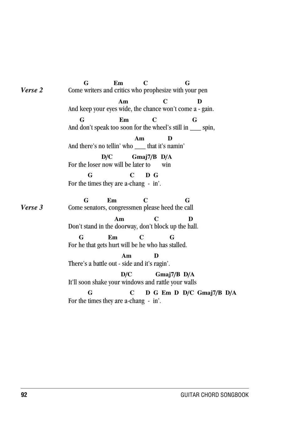 The Times They Are A-Changin' Acoustic Guitar scores gallery preview page 2