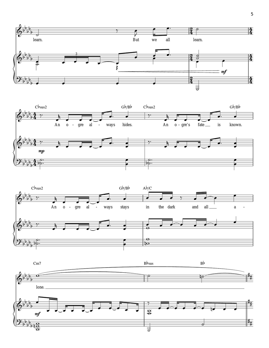 Who I'd Be (from Shrek The Musical) Piano, Vocal scores gallery preview page 5