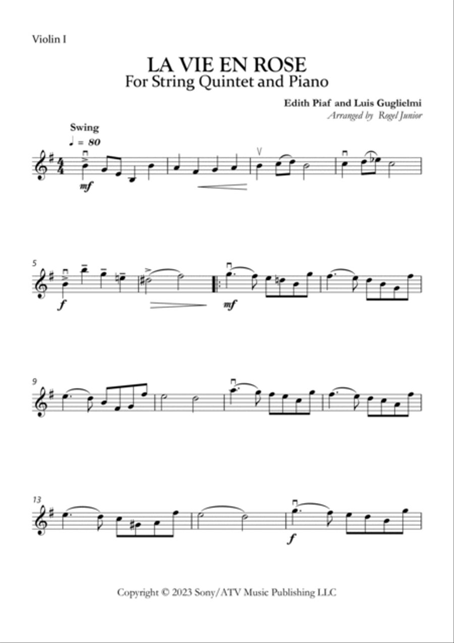La Vie En Rose Piano Quintet scores gallery preview page 4