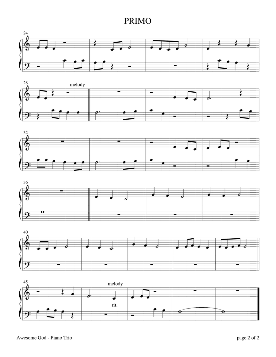 Awesome God Piano Method scores gallery preview page 4