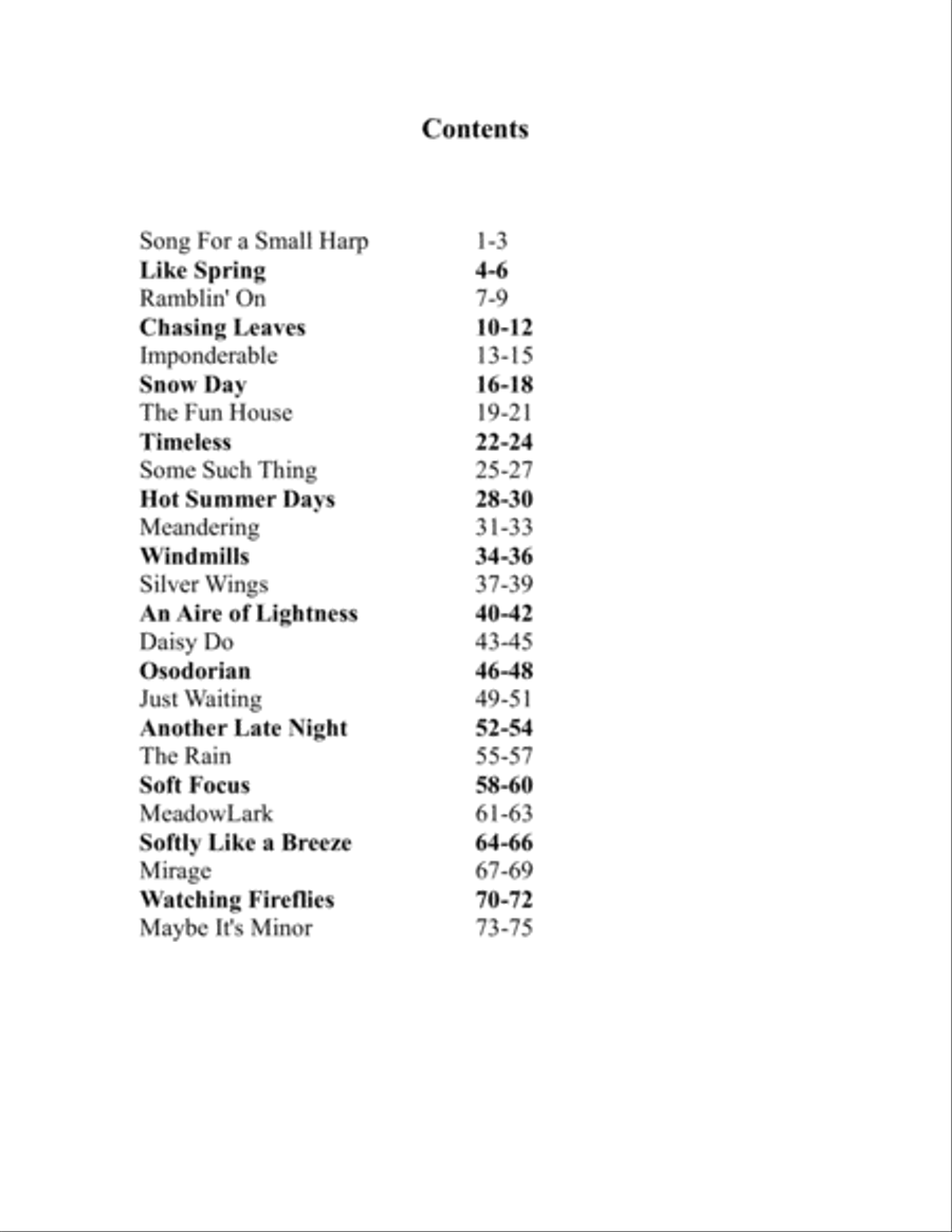 Imponderable, 25 original solos for lap harp Lap Harp scores gallery preview page 4