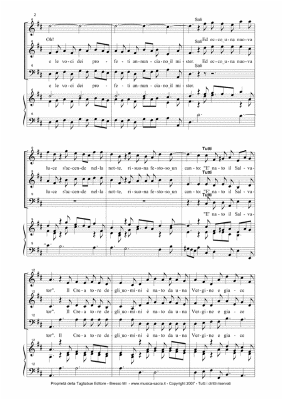 PASTORALE From: Concerto grosso Op. 6-8 - by A. Corelli - For SAB Choir and Organ in D Maior 3-Part scores gallery preview page 2