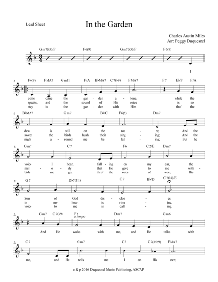 In the Garden (Vocal Lead Sheet) image number null