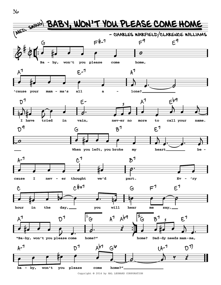 Baby, Won't You Please Come Home (High Voice) High Voice scores gallery preview page 1