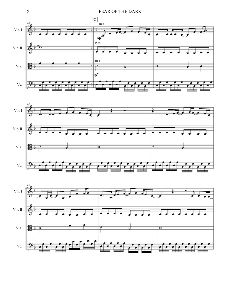 Fear Of The Dark String Quartet scores gallery preview page 2