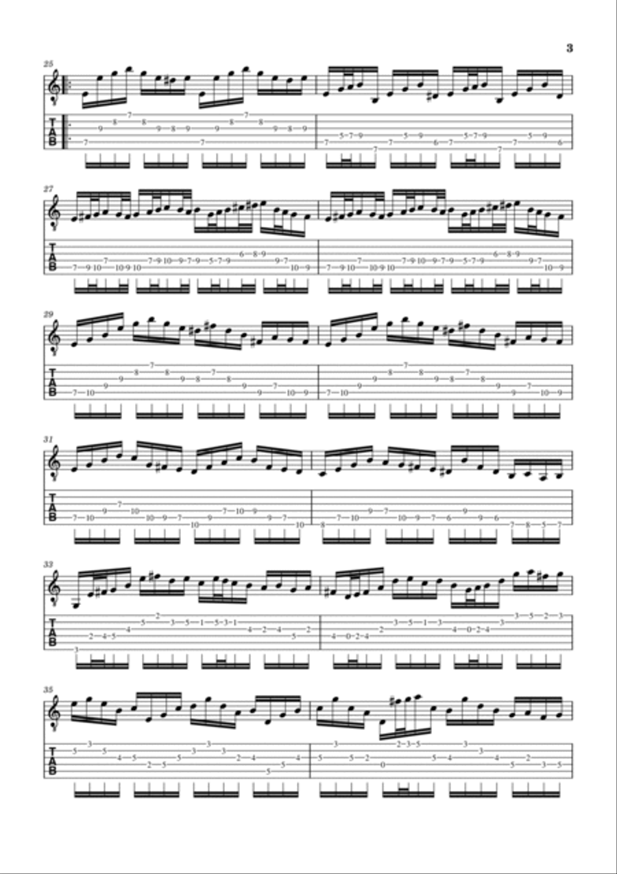 J.S. Bach: Allegro BWV 1003, from Violin sonata no. 2 in Am (Adaptation for Electric Guitar) Violin scores gallery preview page 3