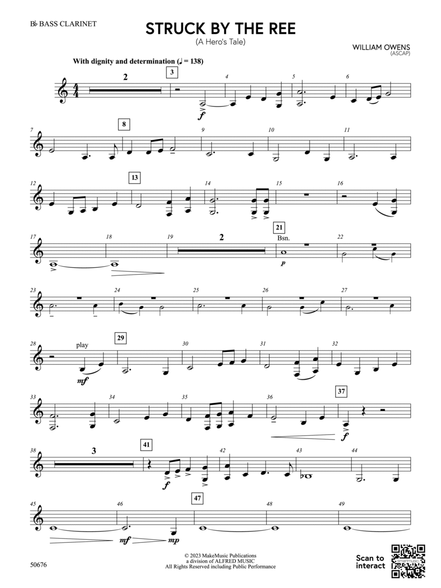 Struck by the Ree: B-flat Bass Clarinet Concert Band scores gallery preview page 1