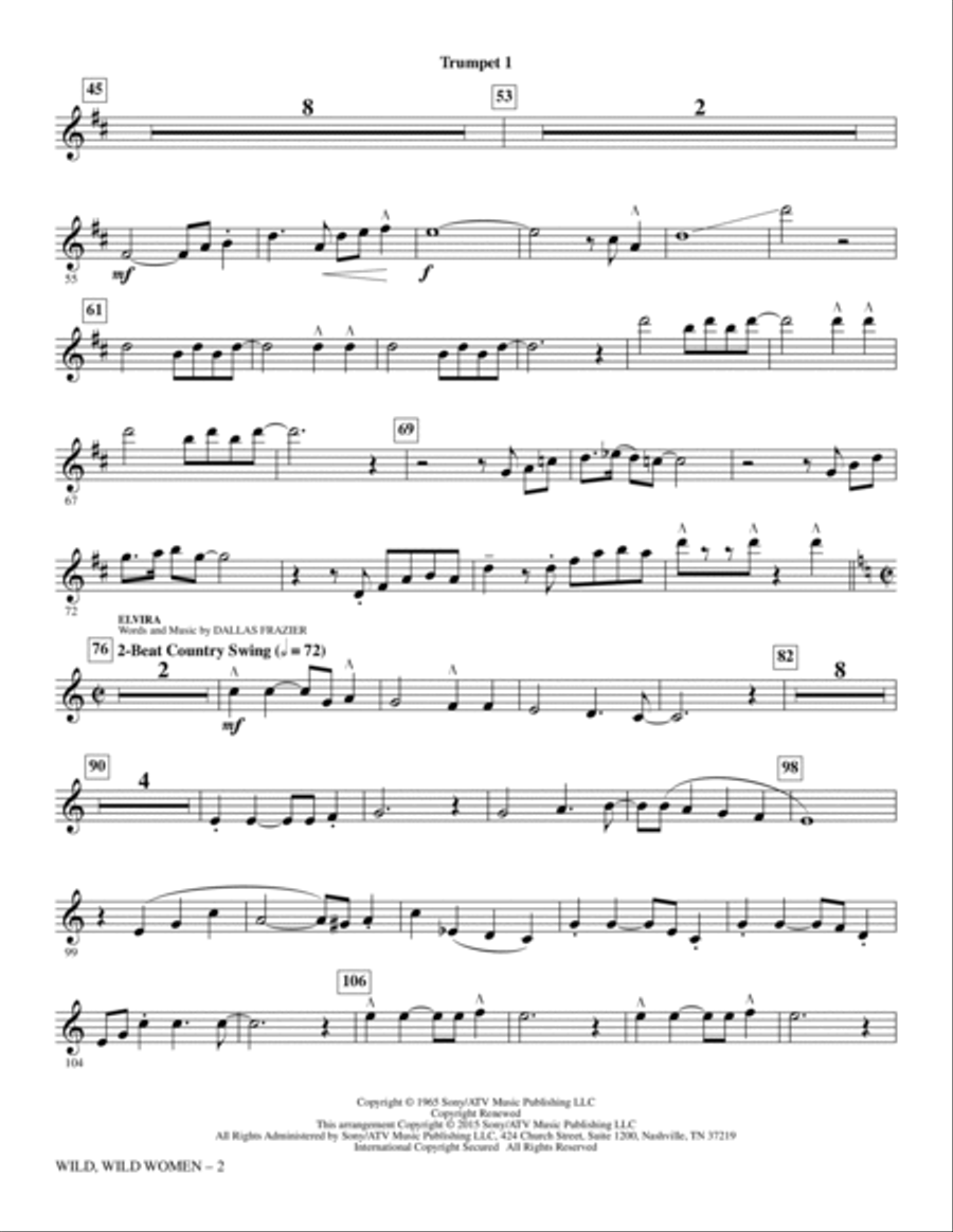 Wild, Wild Women - Bb Trumpet 1 Choir scores gallery preview page 2