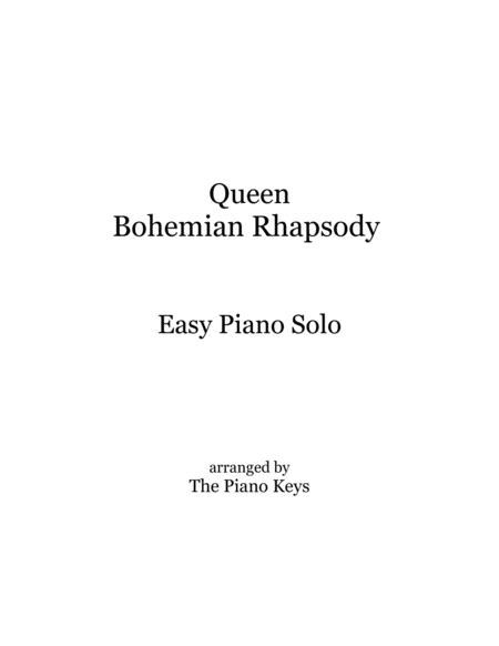 Bohemian Rhapsody Easy Piano Solo