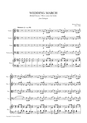 Wedding March (Bridal Chorus - Here comes the Bride) for Piano and String Quartet