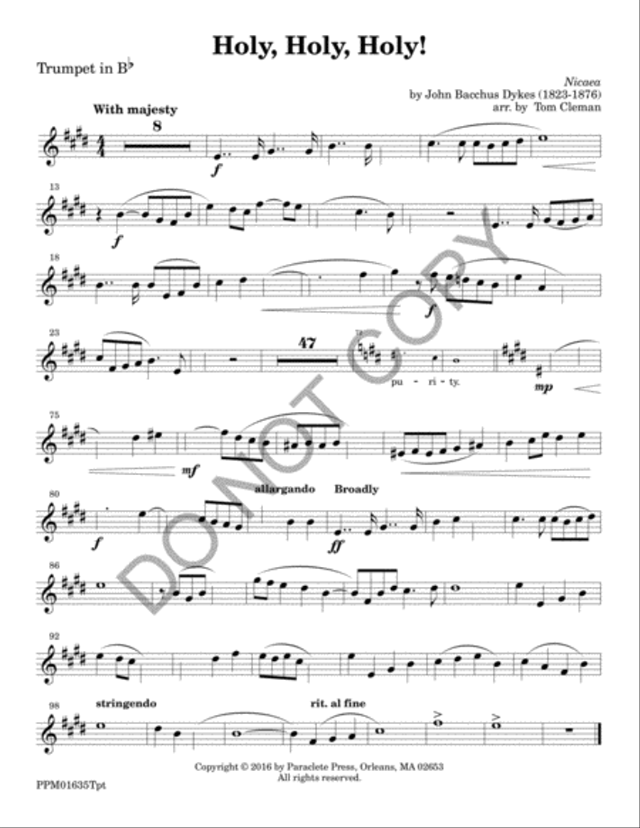 Holy, Holy, Holy Holy, Holy, Holy Trumpet scores gallery preview page 3