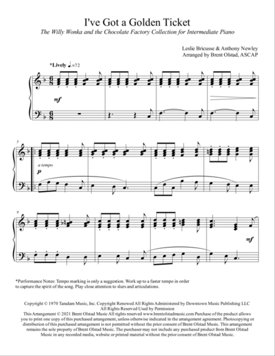 I've Got A Golden Ticket Piano Solo scores gallery preview page 2