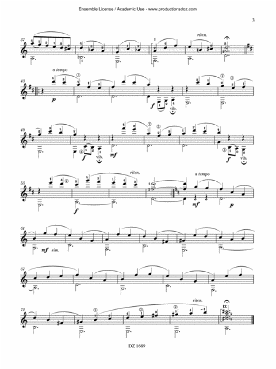 Pensées intimes Classical Guitar scores gallery preview page 3