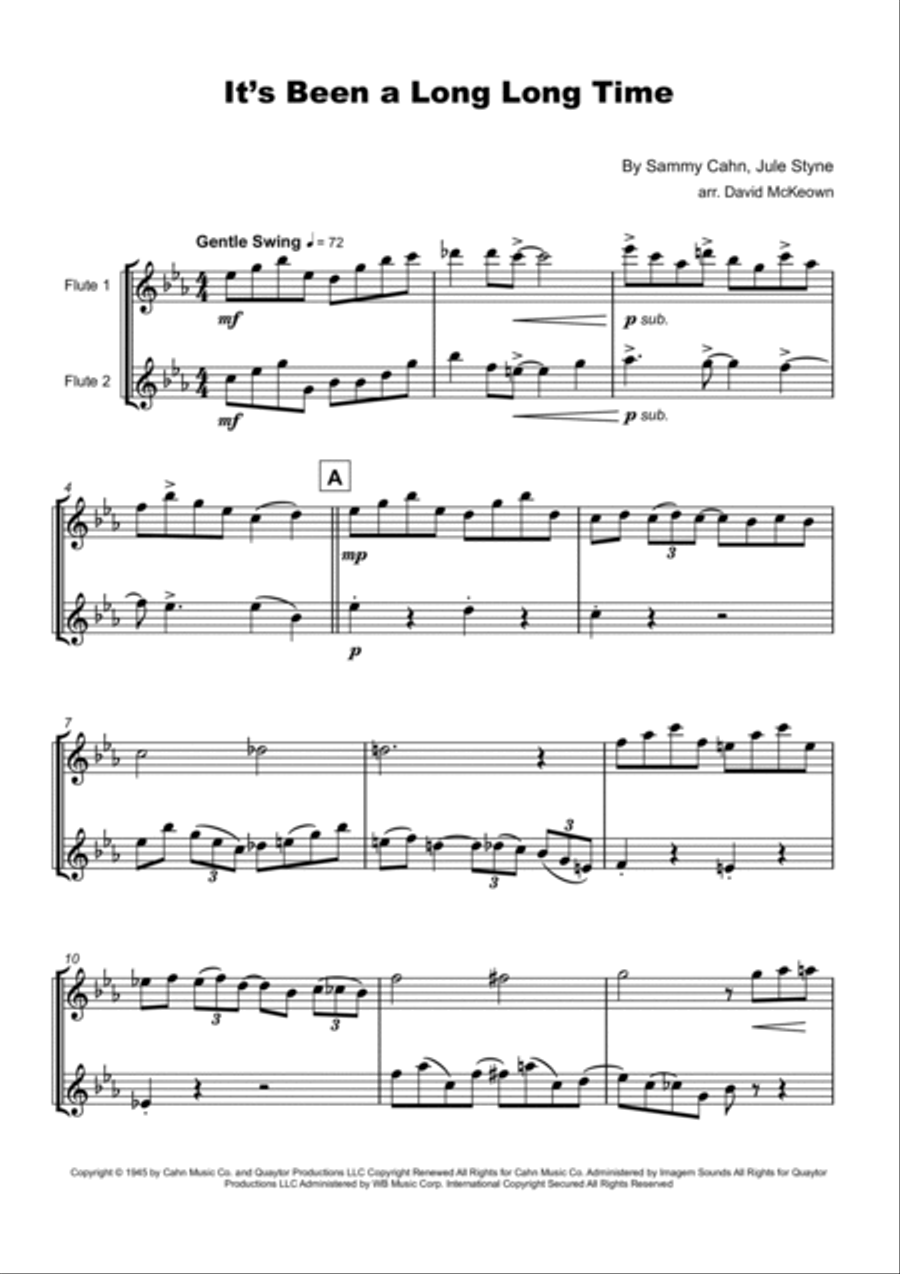 It's Been A Long, Long Time Flute Duet scores gallery preview page 2